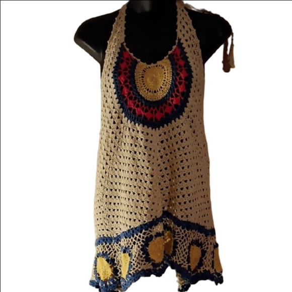 Source Unknown Tops - Bohemian Crochet Halter Top with Great Design. This Item Is Flawed.